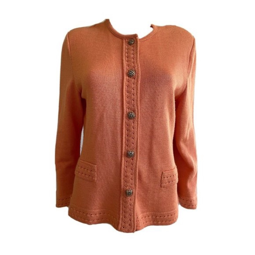 American Collection Women's Cardigan Sweater Orange Buttons Long Sleeves Size M